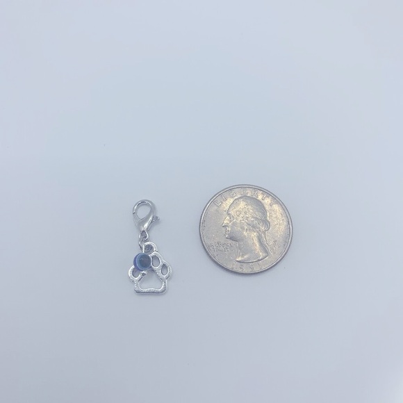 Evil Eye Bead & Paw Charm, Claw Clasp Clip-on for Small Pet Collar or Keychain - Picture 9 of 10